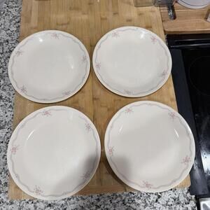 VTG 4 Corelle10 1/4" Dinner Plates In The English Breakfast Pattern, USA Floral*